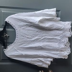 Spiaggia Dolce - Embroidered Peasant Top Bell Sleeve or Swim Cover, NWT, Large